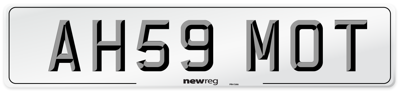 AH59 MOT Number Plate from New Reg